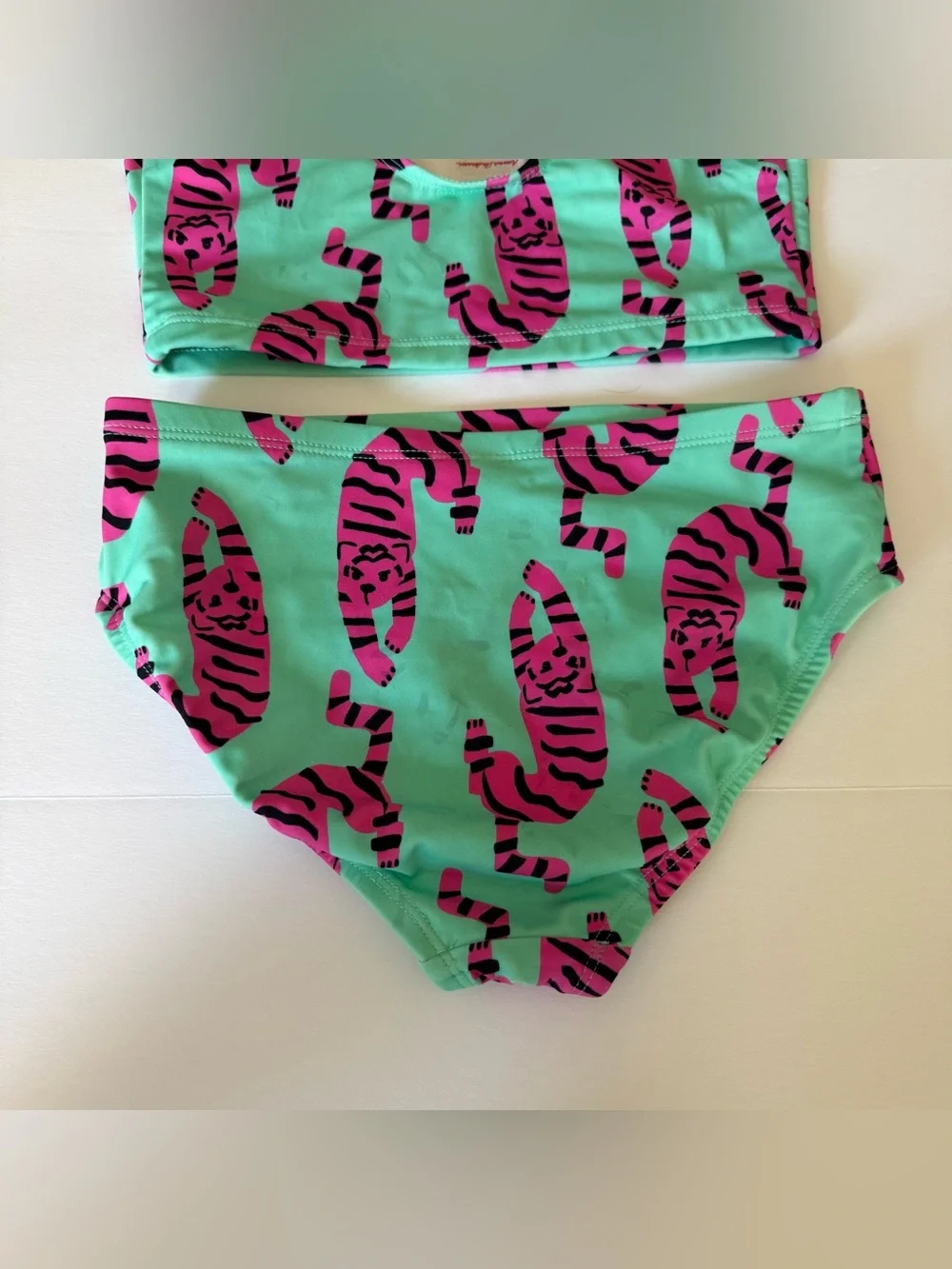 Hanna Andersson Two-Piece Swimsuit Color: Tiger on Green, Size 8 / 130 CM